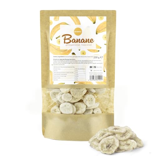 Nutritec Gefriergetrocknete Bananen 250g, getrocknete Bananenscheiben ohne Zusätze, Trockenfrüchte im wiederverschließbaren Aromabeutel von Nutritec