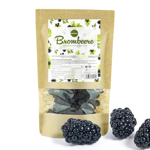 Nutritec Gefriergetrocknete Wilde Ganze Brombeeren 250g, Beeren gefriergetrocknet ohne Zusätze, Trockenfrüchte im wiederverschließbaren Aromabeutel von Nutritec