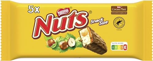 Nestlé NUTS, Haselnuss Schokoriegel mit Karamellfüllung, ganze Haselnüsse und leckere Candy Creme, ummantelt mit Milchschokolade, 1er Pack (5x30g) von Nuts