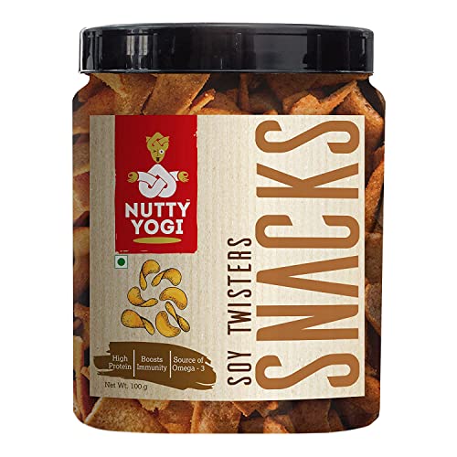 Nutty Yogi Soya Twisters Chips I Soya Sticks I Guilt-free I Crunchy Cracker, 100% Vegan I No Maida, No Sugar I Healthy Snack I Diet Chips in Fresh 100 gm (Pack of 2) von Nutty Yogi