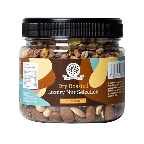 Nutural World Ganze trocken geröstete Luxus-Nuss-Auswahl, Mischung aus Mandel, Cashew, Macadamia, Pekannuss und Pistazienkern - Great Taste Award Gewinner (500 g) von Nutural World