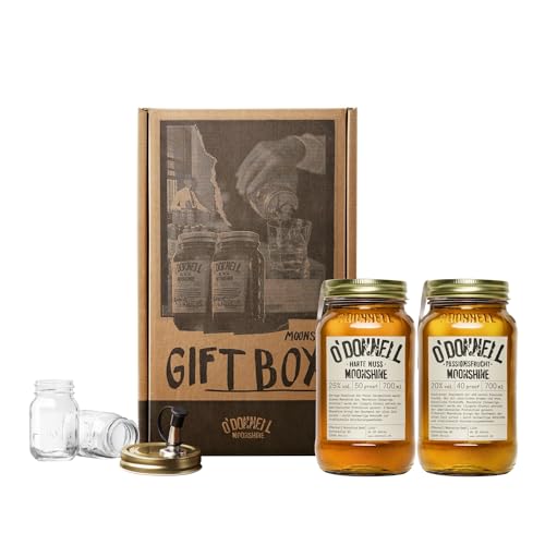 2er Likör Geschenkbox O'Donnell Moonshine | Premium Schnaps nach amerikanischer Tradition | vegan | Geschenkset | natürliche Zutaten | Geschenkidee (Harte Nuss/Passionsfrucht) von O'Donnell Moonshine