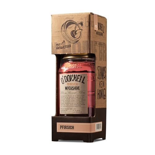 O'Donnell Moonshine Kombiset - Pfirsich Likör (700ml + Ausgießer) - Handwerklich hergestellte Spirituosen aus Berlin - Sommer Edition - 20% Vol. Alkohol von O'Donnell Moonshine