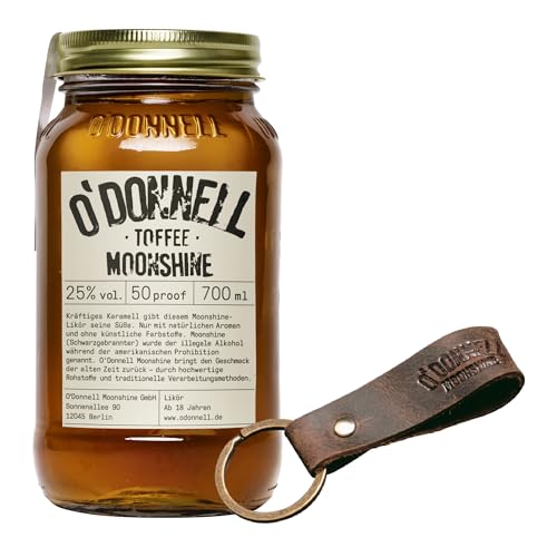 O'Donnell Moonshine - Toffee Likör (700ml) + Schlüsselanhänger - Handwerklich hergestellte Spirituosen aus Berlin - Premium Schnaps nach Amerikanischer Tradition - 25% Vol. Alkohol von O'Donnell Moonshine