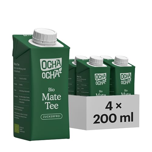 Bio Mate Tee zuckerfrei - zero Kalorien - 4x200ml Matetee trinkfertig - ready to drink - koffeinhaltig- frisch gebrüht - bio & fair von OCHA OCHA