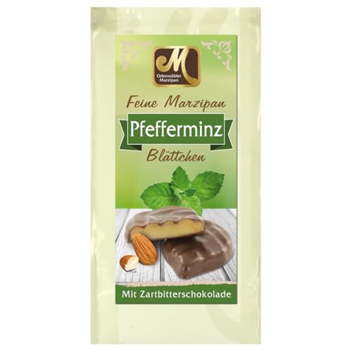 Odenwälder Marzipan Minz Blättchen mit Zartbitter Schokolade 200g von Odenwälder Marzipan