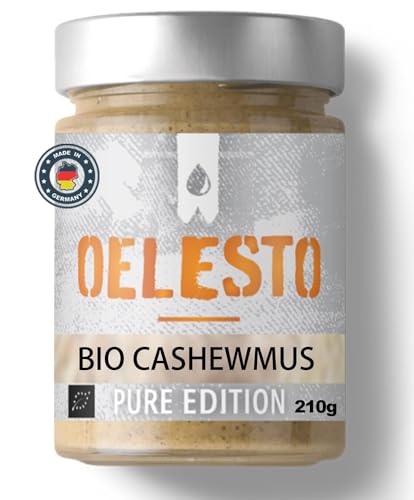 OELESTO® BIO Cashewmus mühlenfrisch [KALTGEPRESST]- Cashewbutter 100% Cashews - Cashewkernmus mild nussig - für Dips, Müsli, Quark, Salatdressings - Nussmus zum Backen und Würzen von OELESTO