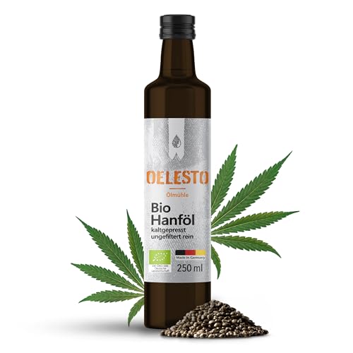 OELESTO® BIO Hanföl [250ml] kaltgepresst - edles reines Hanfsamenöl - Dips, Salatdressings, Smoothies - Salatöl - Omega-6- & Omega-3-Fettsäuren - Hanf von OELESTO