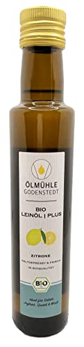 Bio Leinöl Plus Zitrone 250ml | frisch kaltgepresst aus Bio Leinsaat | besonders lecker | mit Öko-Strom in Niedersachsen hergestellt von Ölmühle Godenstedt