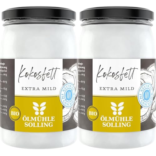 Kokosfett desodoriert 250 ml Glas - Bio - Ölmühle Solling (Packung mit 2) von Ölmühle Solling