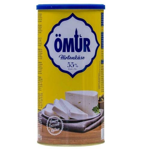 Ömür Hirtenkäse - 2x 800g Metalldose - Käse in Salzlake Kuhkäse Weichkäse klassischer Käse Ciftlik Peyniri Cow Cheese 55% Fett i. Tr. 100% Kuhmilch mikrobielles Lab vegetarisch glutenfrei Halal von Ömür