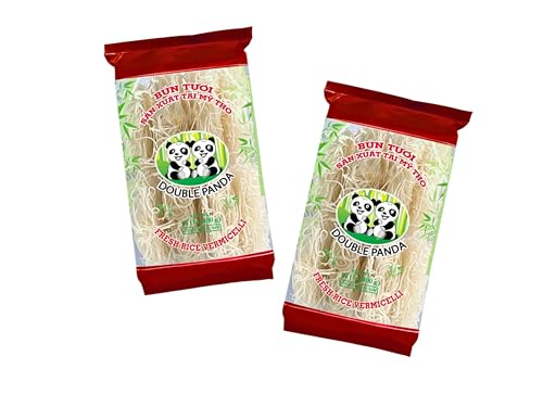 DOUBLE PANDA Reisnudeln 2er Pack - Vietnamesische Bún Tươi - Ideal für Suppen & Salate - OG ASIA - 800g von OG ASIA