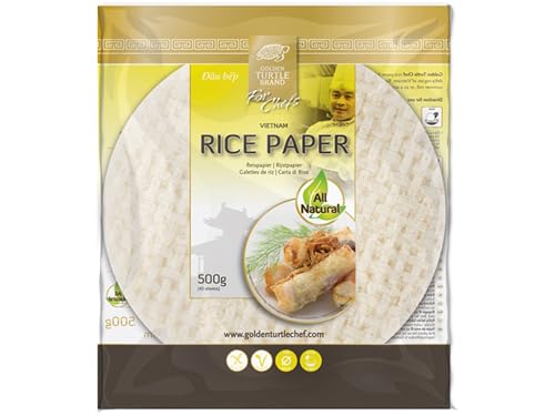 GoldenTurtleForChefs Reispapier Rund 22cm - Vietnamesische Reisblätter für Sommerrollen & Frühlingsrollen - Vegan & Glutenfrei - OG ASIA - 500g von OG ASIA