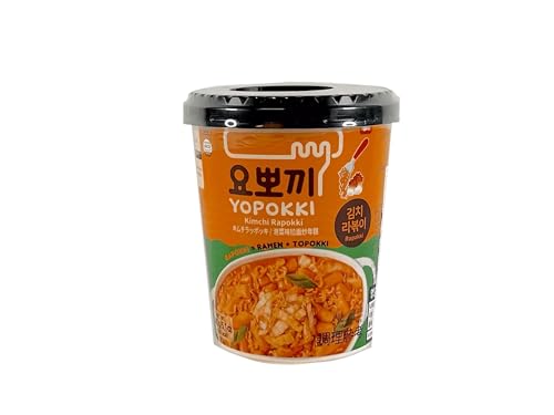 Rapokki Kimchi 1er - Koreanische Reiskuchen & Ramen-Nudeln im Becher - Scharfer Kimchi Geschmack - OG ASIA - 145g (1er x 145g, Kimchi) von OG ASIA