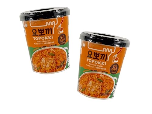 Rapokki Kimchi 1er - Koreanische Reiskuchen & Ramen-Nudeln im Becher - Scharfer Kimchi Geschmack - OG ASIA - 145g (2erx145g (290g), Kimchi) von OG ASIA