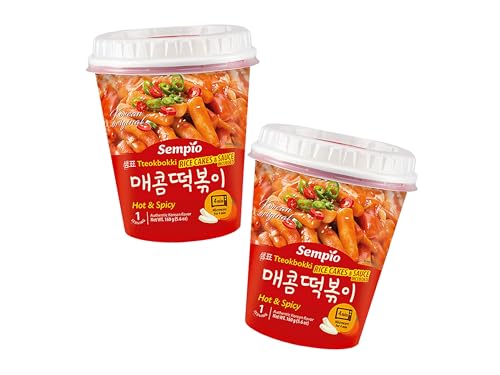 Sempio Tteokbokki Scharfe Doppelpack im Becher - Koreanischer Instant Reiskuchen Spicy Cup - 2x 160g - OG ASIA - 320g von OG ASIA