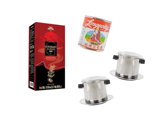 Trung Nguyen Gourmet Blend Kaffee Gemahlen + Filter + Kondensmilch - Vietnamesische Kaffee Set - OG ASIA Kaffee Pack - 2x Filter + 500g + 397g von OG ASIA