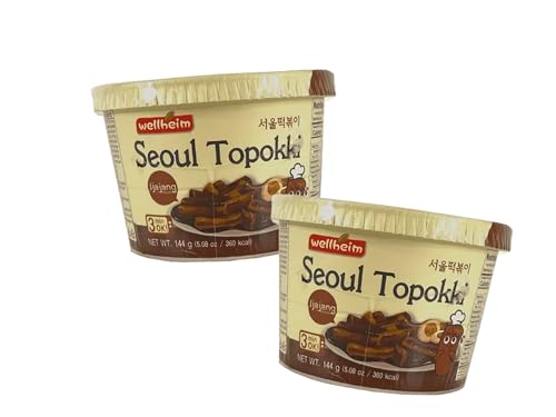 Wellheim Seoul Jjajang Tteokbokki Doppelpack - Koreanische Reiskuchen im Becher - Jjajangmyeon Geschmack -2x 144g - OG ASIA - 288g (Jjajangmyeon) von OG ASIA