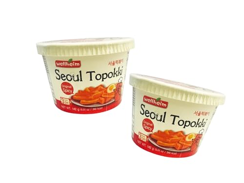 Wellheim Seoul Original Spicy Tteokbokki Doppelpack - Koreanische Reiskuchen im Becher - Scharfer Original Geschmack - 2x 142g - OG ASIA - 284g (Scharfer Original) von OG ASIA