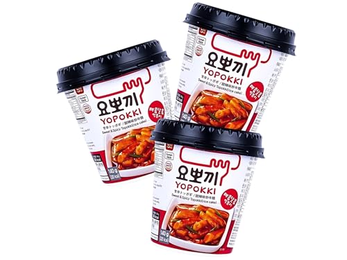 Yopokki 3er Pack Reiskuchen im Becher - Koreanischer Instant Reiskuchen Sweet & Spicy - 3x 140g - OG ASIA - 420g von OG ASIA