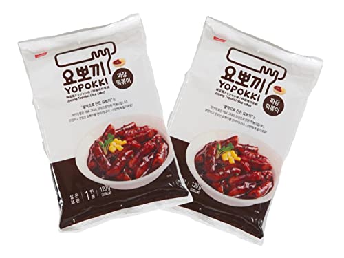 Yopokki Reiskuchen Doppelpack Jjajang im Beutel - Korean Instant Rice Cake Pouch - Tteokbokki koreanische Reiskuchen - Schwarze Bohnen - OG ASIA - 2x 120g von OG ASIA