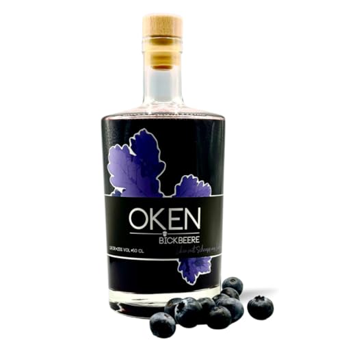 OKEN Bickbeere Blaubeer Vanille Likör – Blaubeerlikör auf Basis von Edelbrand aus Eicheln – Fruchtlikör mit Heidelbeeren und feiner Vanille – Von Hand hergestellt – Schnaps Flasche 0.5 Liter von OKEN