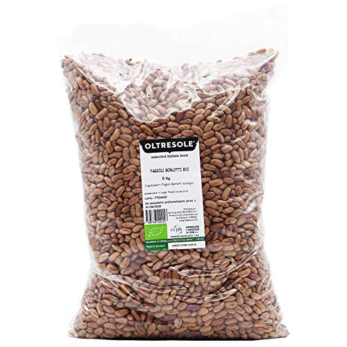 Oltresole, Bio Borlotti Bohnen 5 Kg, Getrocknete Bio Hülsenfrüchte aus kontrolliertem Anbau, Ideal für Salate, Suppen und Beilagen, Convenience Größe von OLTRESOLE