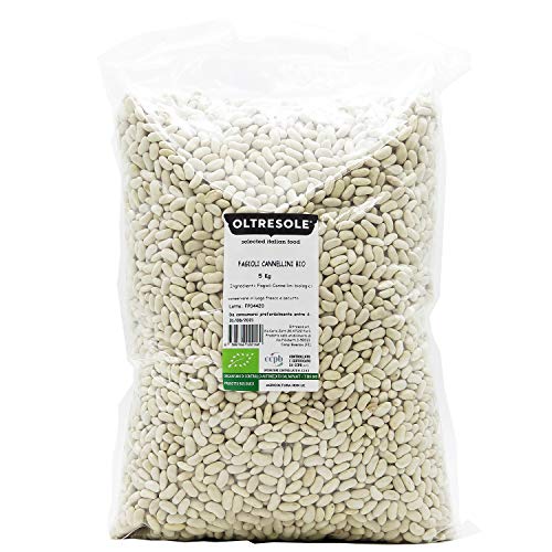 Oltresole, Bio-Cannellini-Bohnen 5 kg, Bio-Hülsenfrüchte aus kontrolliertem Anbau, reich an Ballaststoffen, Vitaminen und Mineralsalzen, ideal für Suppen und Salate, Convenience-Größe von OLTRESOLE