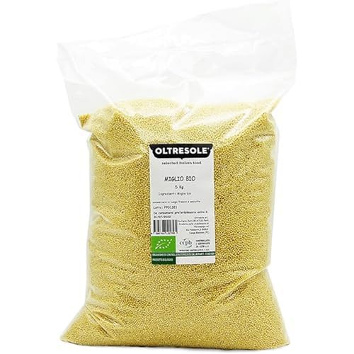 Oltresole, Bio-Hirse 5 kg, Bio-Getreide reich an Ballaststoffen und Mineralien, Gelbe Hirse für Lebensmittel, Convenience-Größe von OLTRESOLE