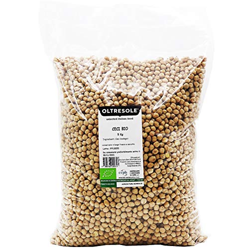 Oltresole, Bio Kichererbsen 5 Kg, Getrocknete Bio Hülsenfrüchte aus kontrolliertem Anbau, Ideal für Suppen, Salate, Gemüse und gesunde Rezepte, Convenience Größe von OLTRESOLE