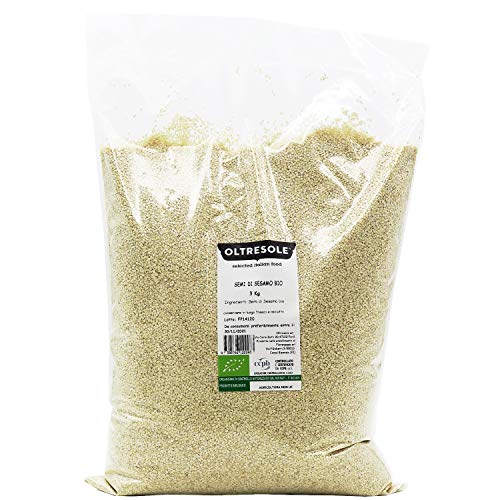 Oltresole, Bio Sesamsamen 3 kg, Bio rohe ölhaltige Samen, natürlicher geschälter weißer Sesam, ungeröstet, Quelle von Kalzium und Eisen, praktische Größe von OLTRESOLE