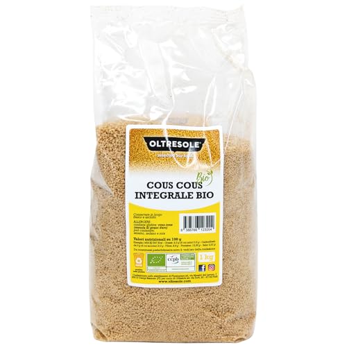 Oltresole, Bio Vollkorn Cous Cous Bio 1 Kg, Bio Vollkorn Hartweizenkörner, Ideal für erste Gerichte und gesunde Beilagen, Ideale Familienpackung von OLTRESOLE