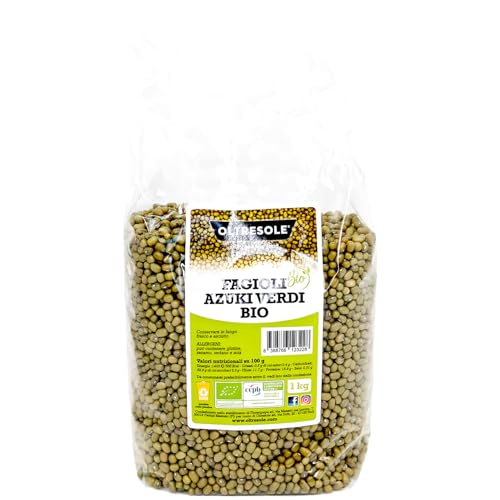 Oltresole, Grüne Bio-Azukibohnen 1 kg, Bio-Hülsenfrüchte aus kontrolliertem Anbau, ideal für Suppen, Salate und vegane und vegetarische Rezepte, ideale Familienpackung von OLTRESOLE