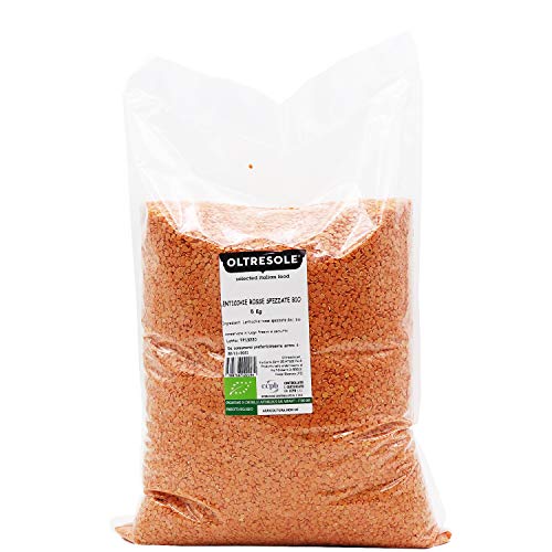 Oltresole, Rote Bio-Linsen 5 kg, Getrocknete Bio-Hülsenfrüchte, entkernt und geteilt, kein Einweichen erforderlich, Eiweiß- und Ballaststoffquelle, Convenience-Größe von OLTRESOLE