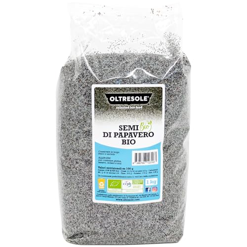 Oltresole, Bio-Mohnsamen 1 kg, Bio-Mohnsamen, reich an Nährstoffen, ideal zum Kochen und Essen, ideale Familienpackung von OLTRESOLE