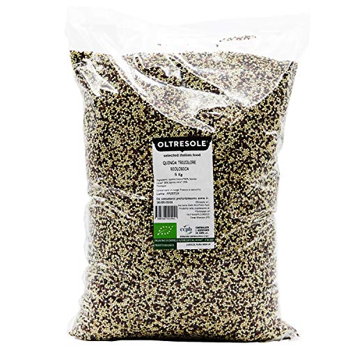 Oltresole, Bio Dreifarbiger Quinoa 5 kg, Mischung aus rotem, weißem und schwarzem Bio-Quinoa, Superfood, reich an Proteinen und Ballaststoffen, ideal für Salate, Suppen und vegane Gerichte von OLTRESOLE