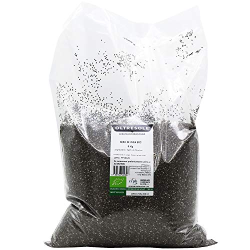 Oltresole - Organic Chia Seeds 3 kg - Organic Crude Oil Seeds, Source of Protein and Fiber, Naturally Gluten Free, Ideal for Salads or Enriched Oven Products, Convenient Packaging von OLTRESOLE