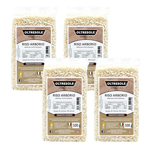 Oltresole, Artisanaler italienischer Arborio-Reis, großkörnig und stärkereich, ideal für Suppen, Risottos und Reissalate, vakuumverpackt in 4 x 500 g-Packungen von OLTRESOLE