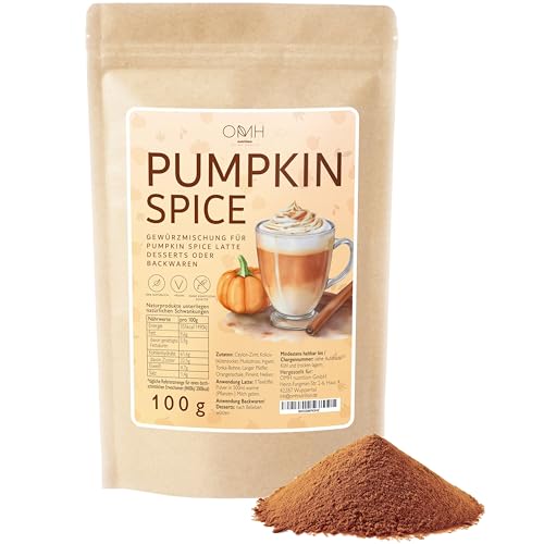 Pumpkin Spice Latte Gewürz 100g Kürbis Pulver Herbst Mischung Ceylon Zimt Piment Muskat Langer Pfeffer Nelken Tonka Bohne vegan von OMH nutrition OH MY HEALTH