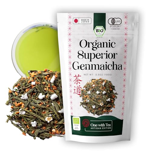 BIO Genmaicha, heißer oder eisgekühlter Genmaicha, Authentisches japanisches Grüntee-Getränk mit geröstetem Reis, MADE IN JAPAN (BIO Genmaicha) von ONE WITH TEA