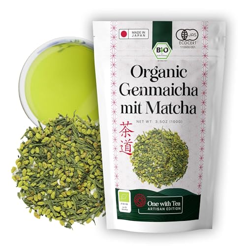 BIO Genmaicha mit Matcha, Grüner Tee, heißer oder eisgekühlter Genmaicha, Authentisches japanisches Grüntee-Getränk mit geröstetem Reis, MADE IN JAPAN (BIO Genmaicha mit Matcha) von ONE WITH TEA