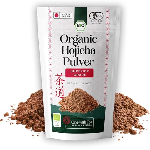 BIO Hojicha, Hojicha Pulver heißer oder eisgekühlter Matcha, Smoothies Authentisches geröstetes japanisches Grüntee-Pulver, MADE IN JAPAN (BIO Hojicha Pulver) von ONE WITH TEA