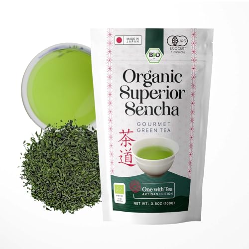 Bio Sencha Tee - Japanischer Grüntee Lose Grüntee Blätter aromatischer Sencha Grüntee Sencha Grüner Tee/Authentische japanische Grüntee-Blätter (BIO Grüner Tee lose) von ONE WITH TEA