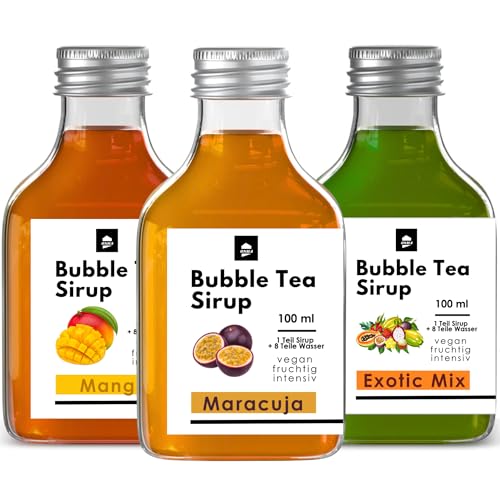 ONHA Bubble Tea Sirup - 3er Packung Sirup für Bubble Tea - Bubble Tea Sirup Set mit Maracuja Sirup, Mango Sirup und Exotic Mix Sirup (Tropisch: Maracuja, Mango, Exotic Mix) von ONHA