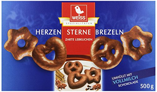 Weiss Lebkuchen Herzen/ Sterne/ Brezeln Vollmilch, 500 g von ONLYU