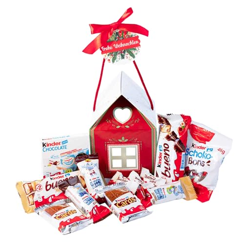 Onza. Kinderschokolade weihnachtsmann. Geschenkkorb mit einer Auswahl an Kinder, Schokobons, Happy Hippo, Kinder Schokolade und Kinder Cards. Mix Schokolade Box mit Ferrero Kinder Spezialitäten. von ONZA DULCE Y SALADO SWEET & SALTED