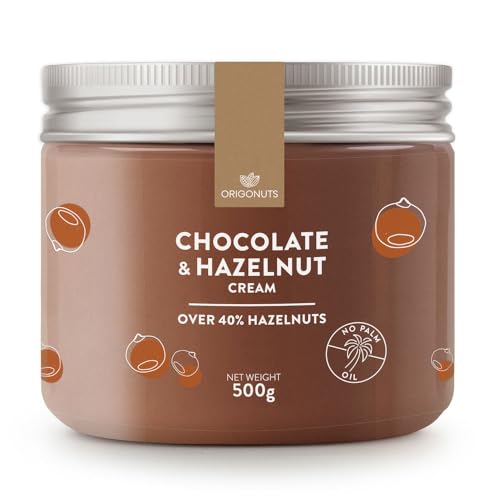 ORIGONUTS Haselnusscreme Schoko Aufstrich Fast 42% Haselnüsse Brotaufstrich Süß ohne Palmöl Schokoladenaufstrich Toppings für Porridge Schoko Creme mit Hasselnuss Schokoaufstrich | 500 g von ORIGONUTS Patisserie & Chocolaterie