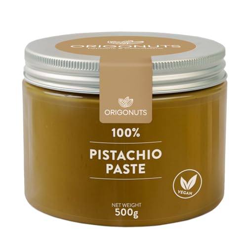 ORIGONUTS Pistazienpaste 500 g 100% Pistazien Paste für Eis Veganer Brotaufstrich Keto Snack Pistazien Aufstrich Vegan Eis Paste Perfekt für Grüner Smoothie Kuchen Dubai Schokolade Cremes Desserts von ORIGONUTS Patisserie & Chocolaterie