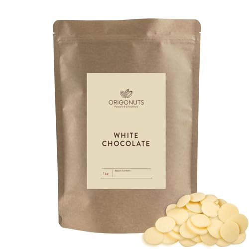 ORIGONUTS Weiße Schokodrops Schokotropfen zum Backen Weiße Schokolade Drops zum Schmelzen Schmelzschokolade Weiße Kuvertüre Schokolinsen für Fondue Schokobrunnen Weiße Trinkschokolade | 1 kg von ORIGONUTS Patisserie & Chocolaterie