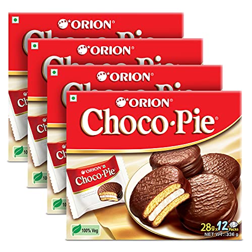 ORION Choco Pie, Schokoladenüberzogener weicher Keks, 4 x 12 Stück von ORION